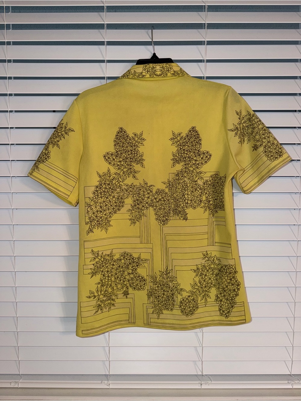 Vintage 70s Shirt Mens M / L Yellow Brown Floral Dagger Collar Hawaiian Retro - Picture 4 of 10